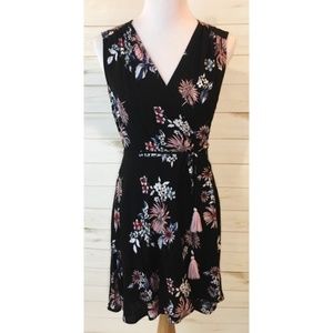 Lulu's Midnight Flower Floral Wrap Dress